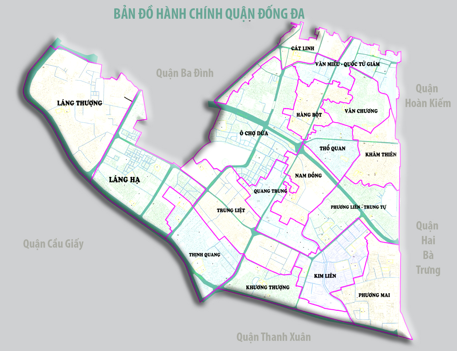 Bản đồ hành chính quận Đống Đa, TP. Hà Nội.