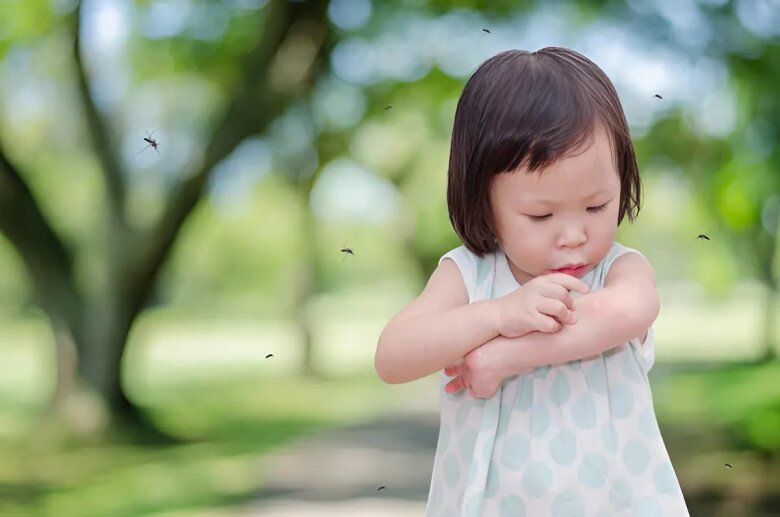 Bảo vệ trẻ em khỏi muỗi ngựa vằn là cách tốt nhất để ngăn ngừa sốt xuất huyết. (Tác phẩm nghệ thuật).