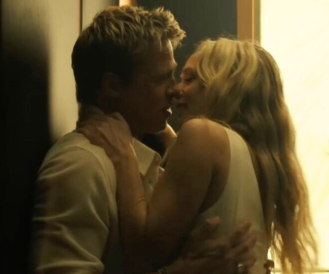 Brad Pitt (ở tuổi 62) có phân cảnh nồng cháy với nữ diễn viên người Ireland Kerry Condon (42 tuổi).