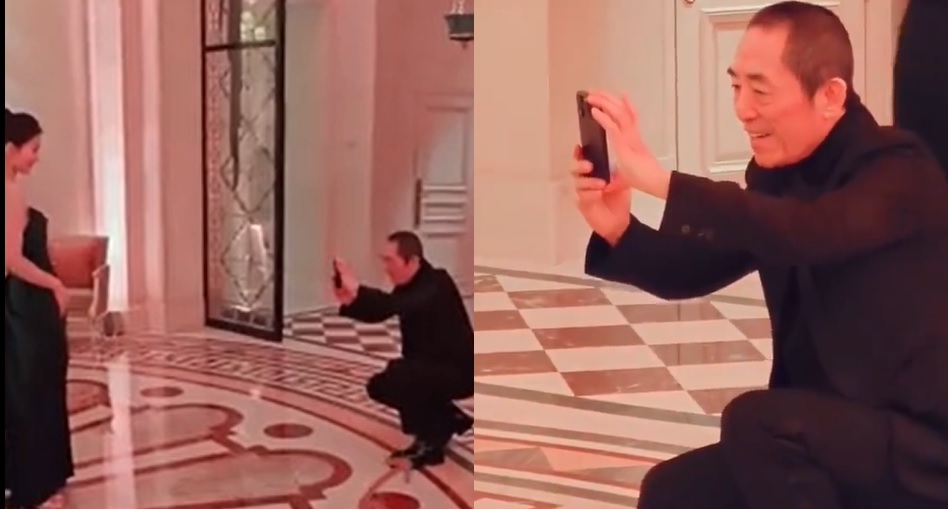 Vị đạo diễn nổi tiếng không ngại ngồi xuống, chủ động di chuyển để vợ có những bức ảnh đẹp.