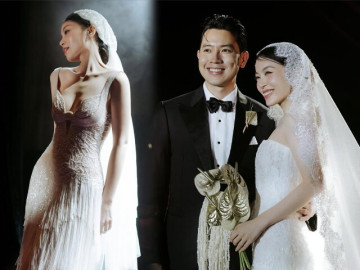 "Bản sao Tăng Thanh Hà" diện váy cưới sang như công nương bên chồng cơ trưởng