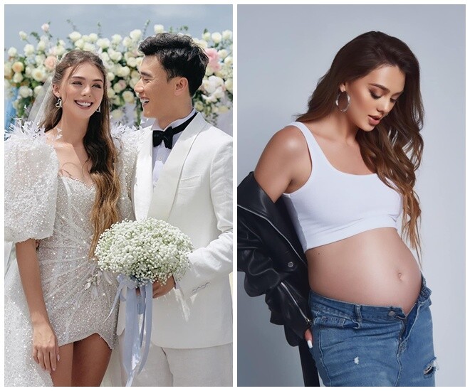 Vợ Tây của thủ môn Bùi Tiến Dũng có nhan sắc rạng rỡ.