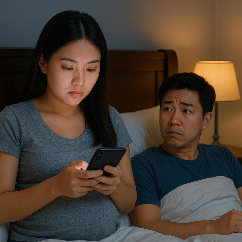 1h sáng vợ bầu những tháng cuối thai kỳ của tôi vẫn ngồi say mê hóng drama trên mạng.