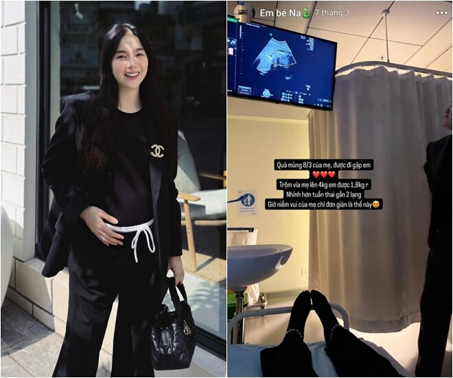 Hôm 7/3, Mai Ngọc lên 4kg, trong khi em bé được 1,8kg.