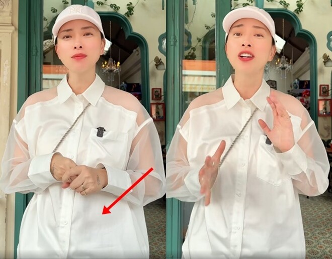 Nàng đả nữ mặc đồ rộng, vòng 2 có phần nhô lên.