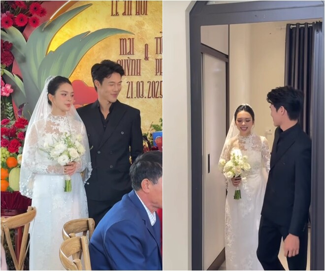 Quỳnh Lương giấu bụng bầu khéo trong đám cưới ở quê.