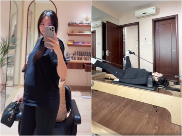 MC Mai Ngọc khoe bụng bầu 8 tháng vượt mặt nhưng vì sao đôi chân thon hơn cả thời con gái?