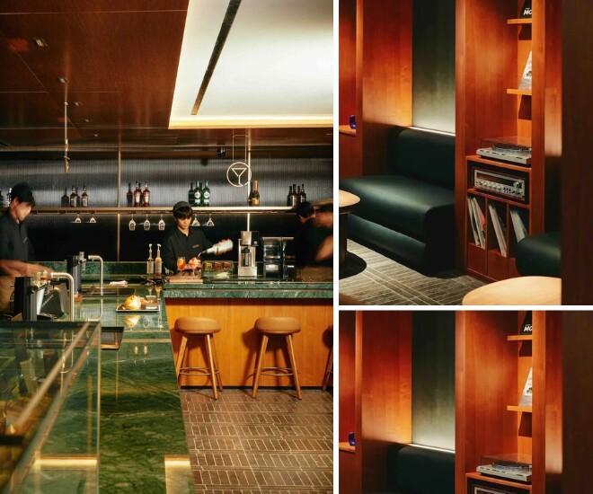 Với bảy không gian chủ đề riêng biệt, Jangchung Lounge R tái hiện một Seoul xưa cũ trong từng chi tiết – từ tủ sách, bàn ghế đến cầu thang gỗ.