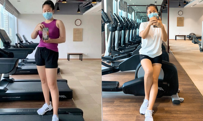 Lê Phương chăm chỉ tập luyện suốt thời gian dài, với sự động viên của ông xã.