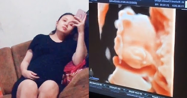 Người chồng mong nhanh đến ngày dự sinh của vợ.