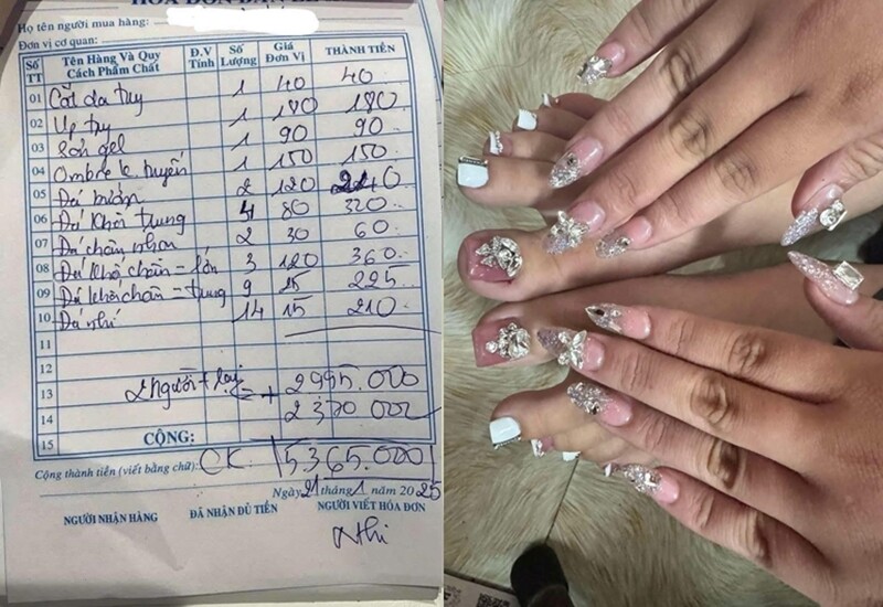 Mới đây, mạng xã hội xôn xao về câu chuyện cô gái tốn 5 triệu để làm bộ nail đón Tết. Phía "khổ chủ" chia sẻ do khách và chủ mải trò chuyện nên quán quên mất việc tư vấn cho khách về đính đá, chỉ đơn giản là nhặt viên nào thì đính luôn viên ấy. 