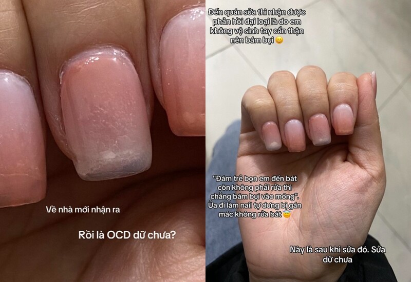 Tổng thiệt hại cho lần làm nail ăn Tết này là 260k. Tuy nhiên, bộ móng lại gây thất vọng toàn tập vì màu phối chưa được đẹp mắt, thậm chí còn có thể nhìn thấy gel gắn móng giả bị dính trên đầu móng.