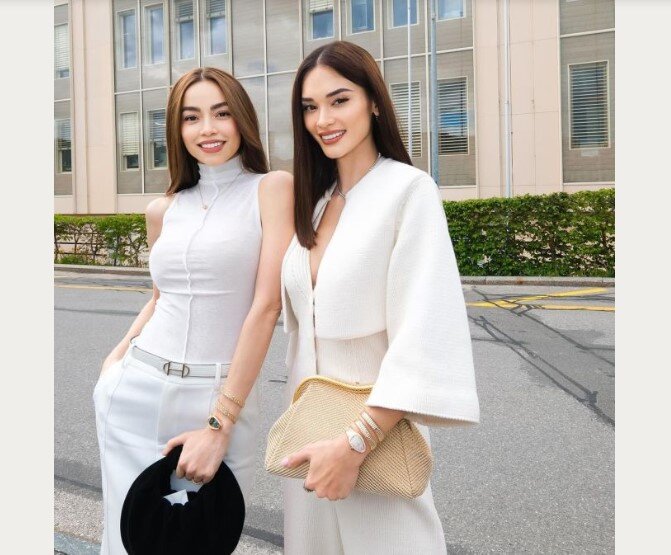 Đọ sắc với Hoa hậu Hoàn vũ 2015 Pia Wurtzbach nhưng không hề thua kém.