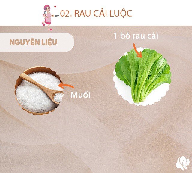 Chuẩn bị: 1 bó rau cải, 1 ít muối.