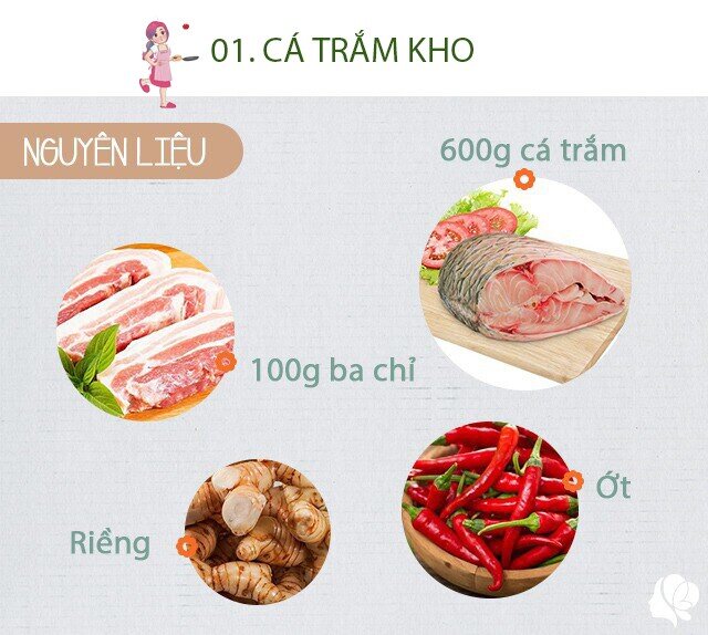 Chuẩn bị: - Cá trắm: 600g - Thịt ba chỉ: 200g - Riềng củ - Hành, răm, thì là - Gia vị - Tiêu tươi.