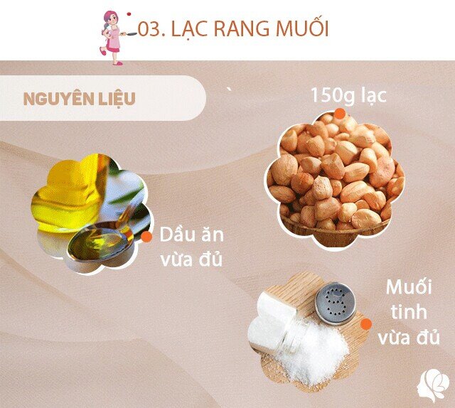 Chuẩn bị: Lạc, dầu ăn, muối tinh hoặc bột canh, rượu trắng