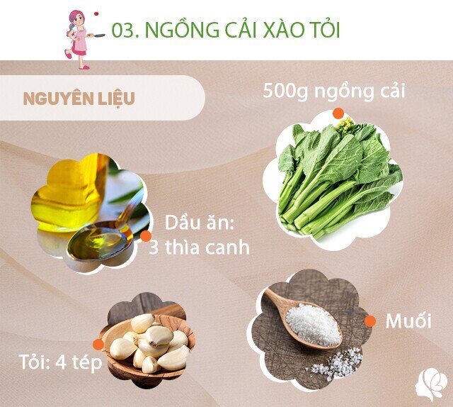 Chuẩn bị: 500g ngồng  cải, muối, tỏi, dầu ăn.