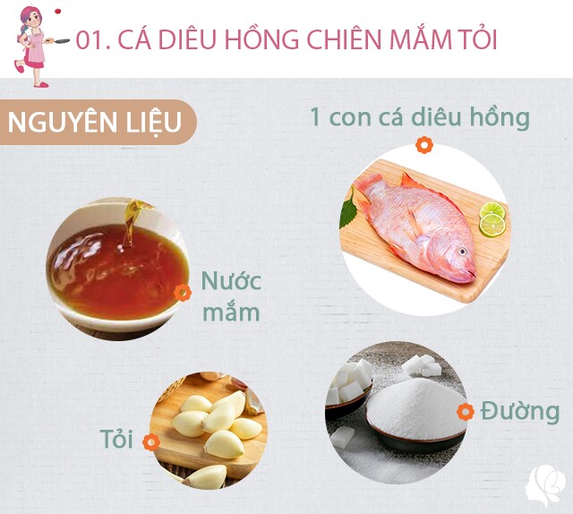 Chuẩn bị: 1 con cá diêu hồng (700g), nước mắm, đường, tỏi, dầu ăn, ớt sừng băm nhỏ.