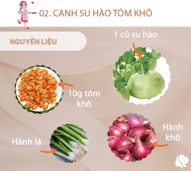 Chuẩn bị: 1 củ su hào gọt vỏ rửa sạch và thái sợi, hành khô, hành lá/rau mùi, 10g tôm khô ngâm nước ấm cho mềm, bột canh.