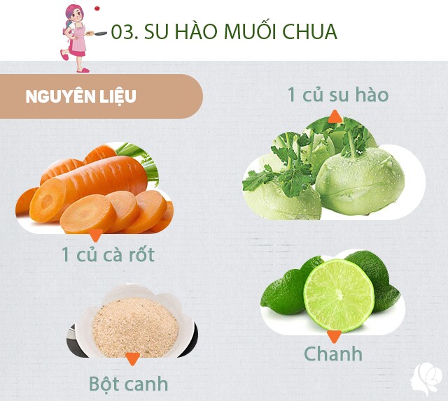 Chuẩn bị: 1 củ su hào nhỏ, 1 củ cà rốt. Gia vị: Bột canh, chanh, đường, tỏi, ớt vừa đủ.