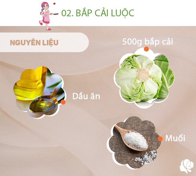 Chuẩn bị: 500g bắp cải, muối, một ít dầu ăn.