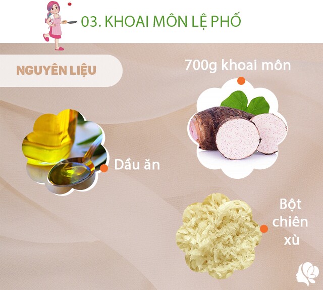 Chuẩn bị: 700g khoai môn, bột chiên xù, dầu ăn.