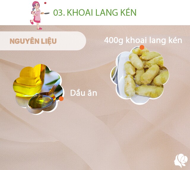 Chuẩn bị: 400g khoai lang kén nặn sẵn, dầu ăn.