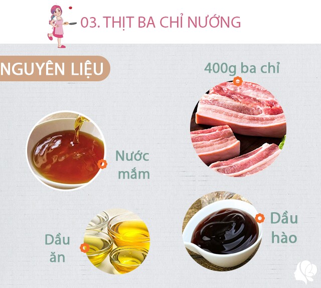 Chuẩn bị: 400g ba chỉ, nước mắm, dầu hào, dầu ăn, tỏi băm nhỏ, hành khô băm nhỏ.