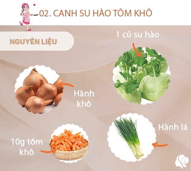 Chuẩn bị: 1 củ su hào, 10g tôm khô, một ít hành lá, hành khô, dầu ăn, muối.