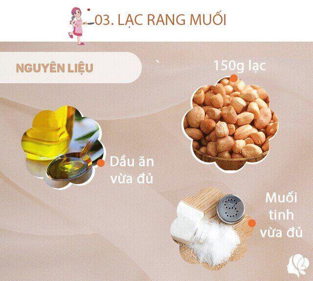 Chuẩn bị: Lạc, dầu ăn, muối tinh hoặc bột canh, rượu trắng.