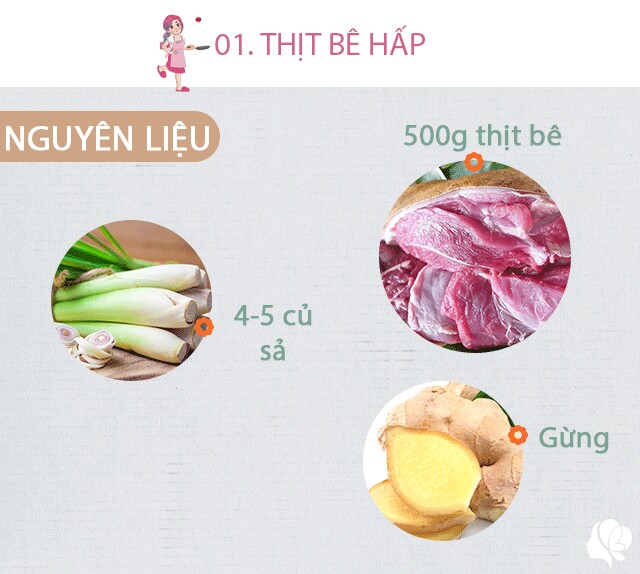 Chuẩn bị: 500g thịt bê thui, gừng, sả, rượu trắng, 1 nắm ngồng tỏi, 1/4 quả dứa. Gia vị: 1 nhánh gừng, 2 tép tỏi bóc vỏ, 1 quả ớt, 1 thìa lạc rang, 1 thìa vừng rang, 1 thìa cà phê thính gạo đậu tương, 3 thìa nước đun sôi để nguội, 2 thìa đường, 1 thìa cà phê bột ngọt