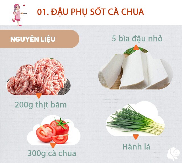 Chuẩn bị: 5 bìa đậu nhỏ, 300g cà chua, 200g thịt băm, hành lá, bột canh, dầu ăn, xíu đường.