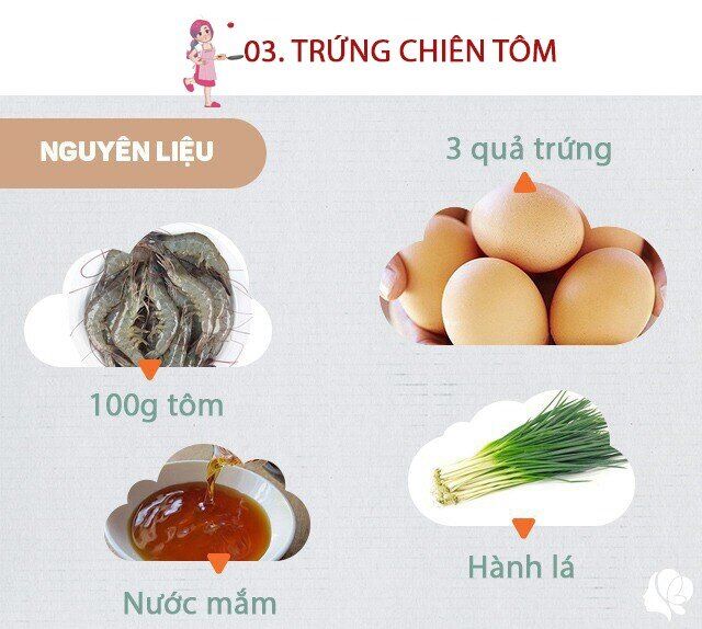 Chuẩn bị: - 100g tôm, 3 quả trứng, rượu nấu ăn, tiêu, nước mắm, dầu ăn, gừng