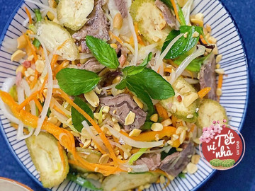 Giải ngán ngày Tết với nộm bắp bò xoài, chuối xanh chua chua ngọt ngọt, giòn ngon thanh mát