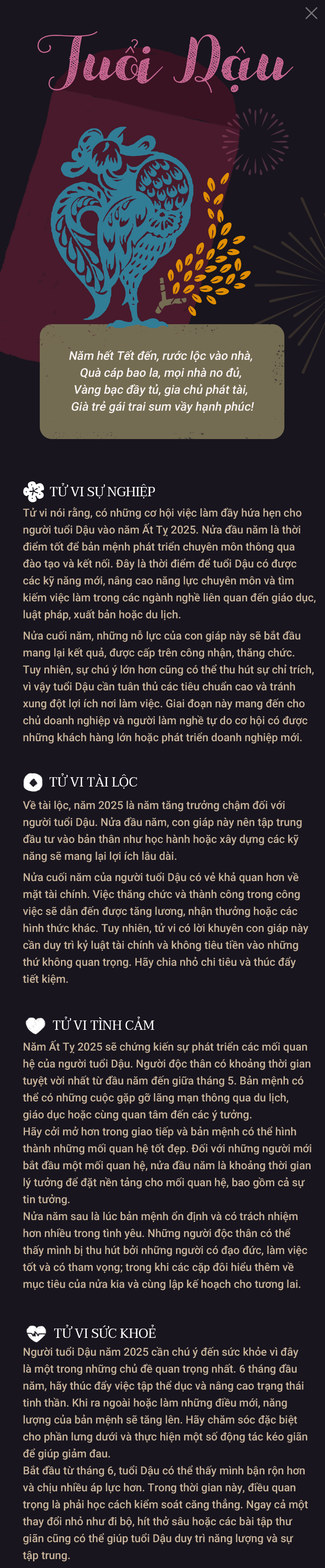 Tử vi năm Ất Tỵ 2025: Xem tài lộc, vận mệnh 12 con giáp trong năm - 34