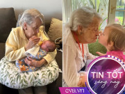 Tin tức - Tan chảy với khoảnh khắc cụ bà 98 tuổi lần đầu gặp chắt, điểm chung càng gây thích thú hơn
