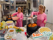 Bếp Eva - Chị đẹp Minh Tuyết về Mỹ "đạp xoong đạp nồi", một mình cân hàng loạt món trong bếp, bạn bè chỉ ngồi chơi