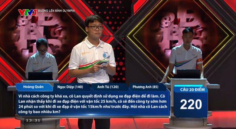 Hoàng Quân là người Về đích đầu tiên, rất tiếc Hoàng Quân không có câu trả lời nào đúng nên giữ nguyên điểm số 220 sau lượt thi của mình. Anh Tú đã đưa ra 1 đáp án sai trong phần thi của Hoàng Quân và bị trừ điểm. 