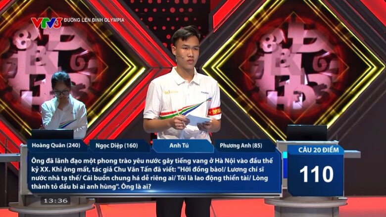 Anh Tú hoàn thành phần thi Về đích của mình với 1 câu trả lời đúng cùng ngôi sao hi vọng, nâng tổng số điểm lên 150. 