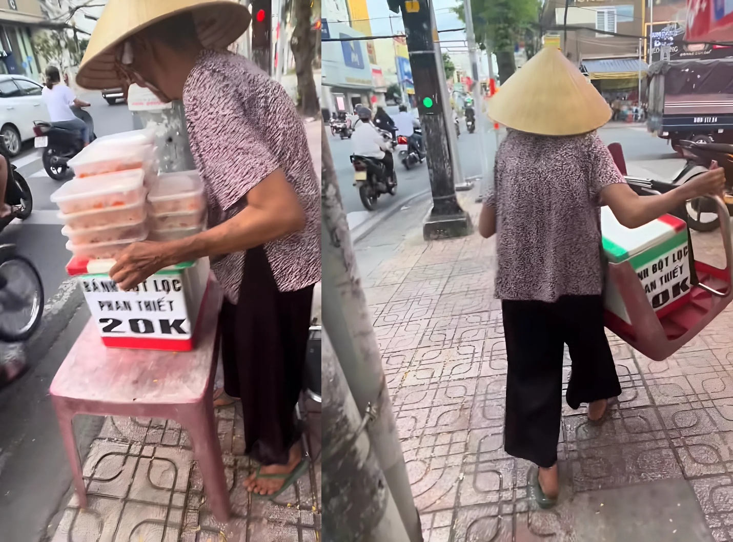 Bà dọn hàng ra từ 5h sáng, bán hết mới dọn về