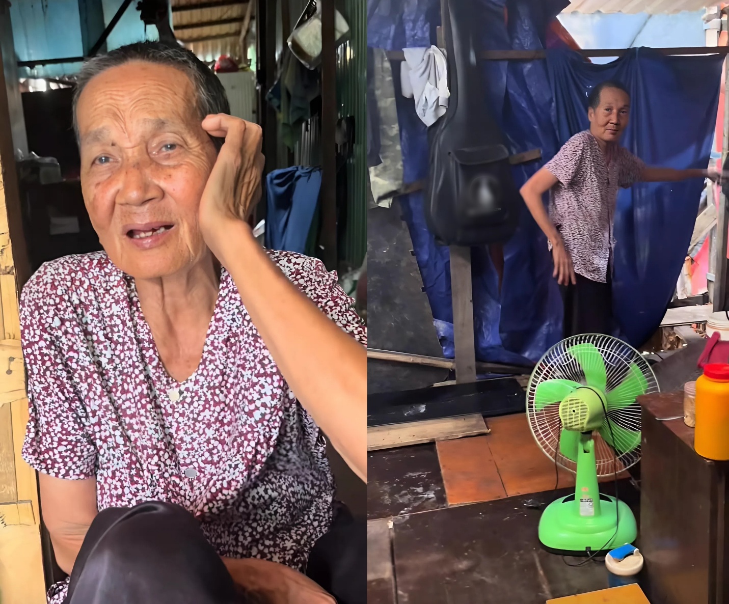 Căn phòng nhỏ là nơi sinh sống của bà cùng con cháu