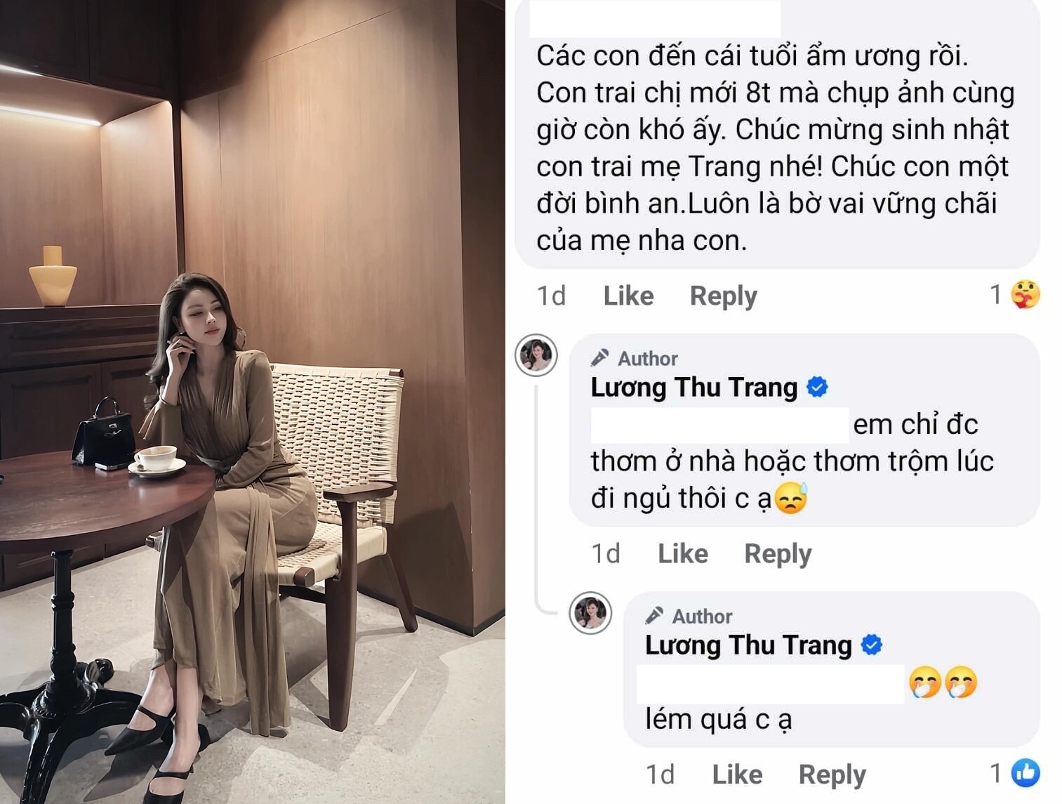 Nữ diễn viên cho biết giờ chỉ có thể hôn trộm quý tử lúc cậu bé say ngủ.