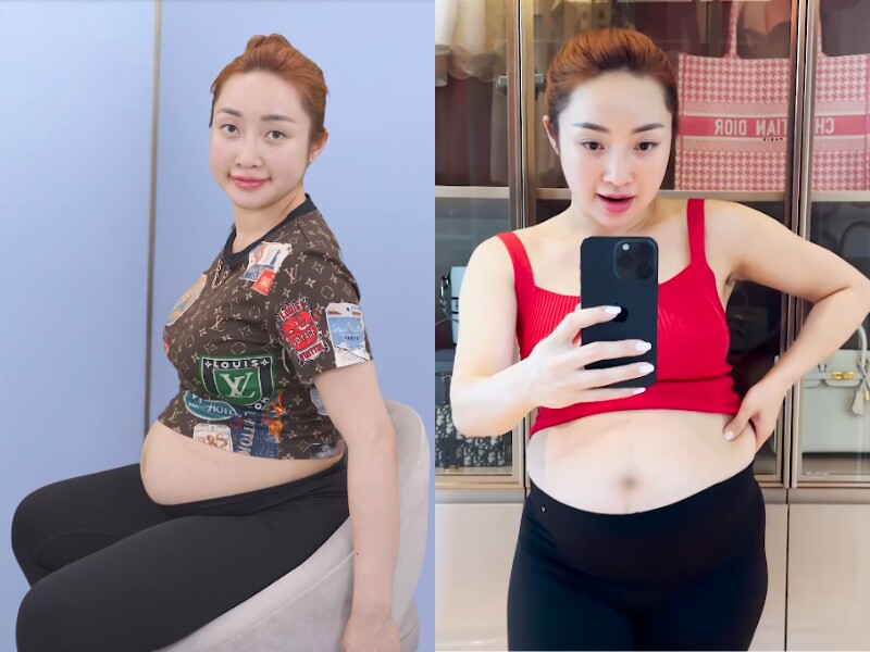 Có thời điểm, cân nặng của Lý Thùy Chang lên đến 75kg, dù đã sinh xong nhưng bụng vẫn như đang mang thai 6 tháng. Điều này khiến nữ doanh nhân vô cùng tự ti.