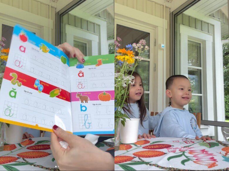 Vợ chồng Hồ Ngọc Hà chú trọng cho các con học tiếng Việt.