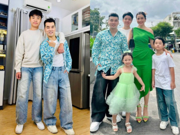 Ưng Hoàng Phúc khoe con riêng quốc tịch Mỹ của vợ đã cao hơn mình 1 cái đầu, ra đường bị nhầm là anh em