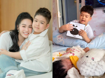 Nhật Kim Anh khoe con trai dạy học bất chấp cho em gái chung nửa dòng máu, yêu thương quấn quýt không rời