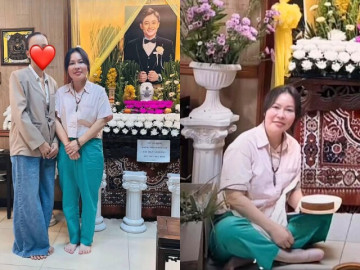 Bà xã Quý Bình gầy đi thấy rõ khiến khán giả thương xót, mặt còn sưng húp vẫn lo cúng kiếng chu toàn cho chồng