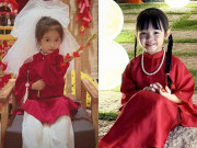 Giải trí - Ái nữ nhà sao Việt "đụng hàng" áo dài đỏ đón Tết: Con Cường Đô La như người mẫu, con Đoàn Di Băng thành "cô dâu"