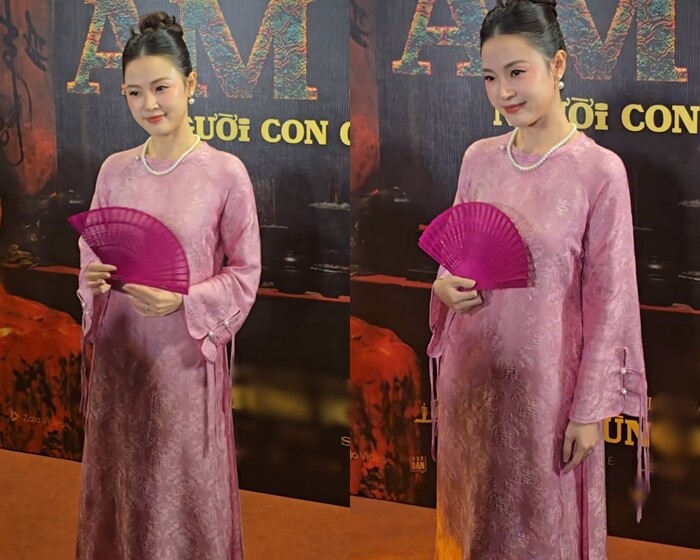 Midu thường lấy quạt để che vòng 2 khi chụp ảnh.