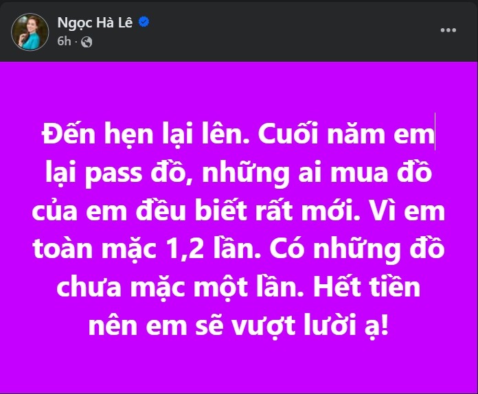 Bà xã Công Lý thanh lý đồ trên trang cá nhân.